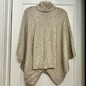 Oatmeal oversized turtle neck sweater/shawl
